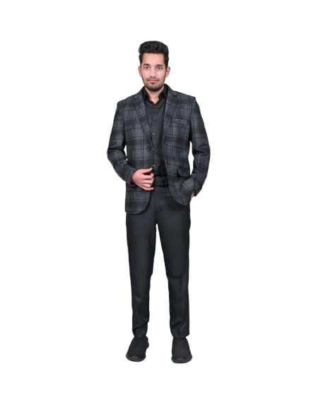 MbyM Urban Grid Blazer for Men | Slim Fit Winter Wear Blazer