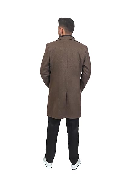 MbyM Heritage Tweed Trench Jacket for Men | Slim Fit Long Winter Coat | Stylish & Warm Outerwear