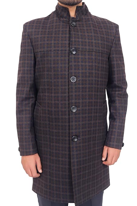 Vintage Check Bandhgala Coat for Men | Slim Fit Winter Wear Long Coat