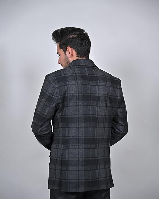 MbyM Urban Grid Blazer for Men | Slim Fit Winter Wear Blazer