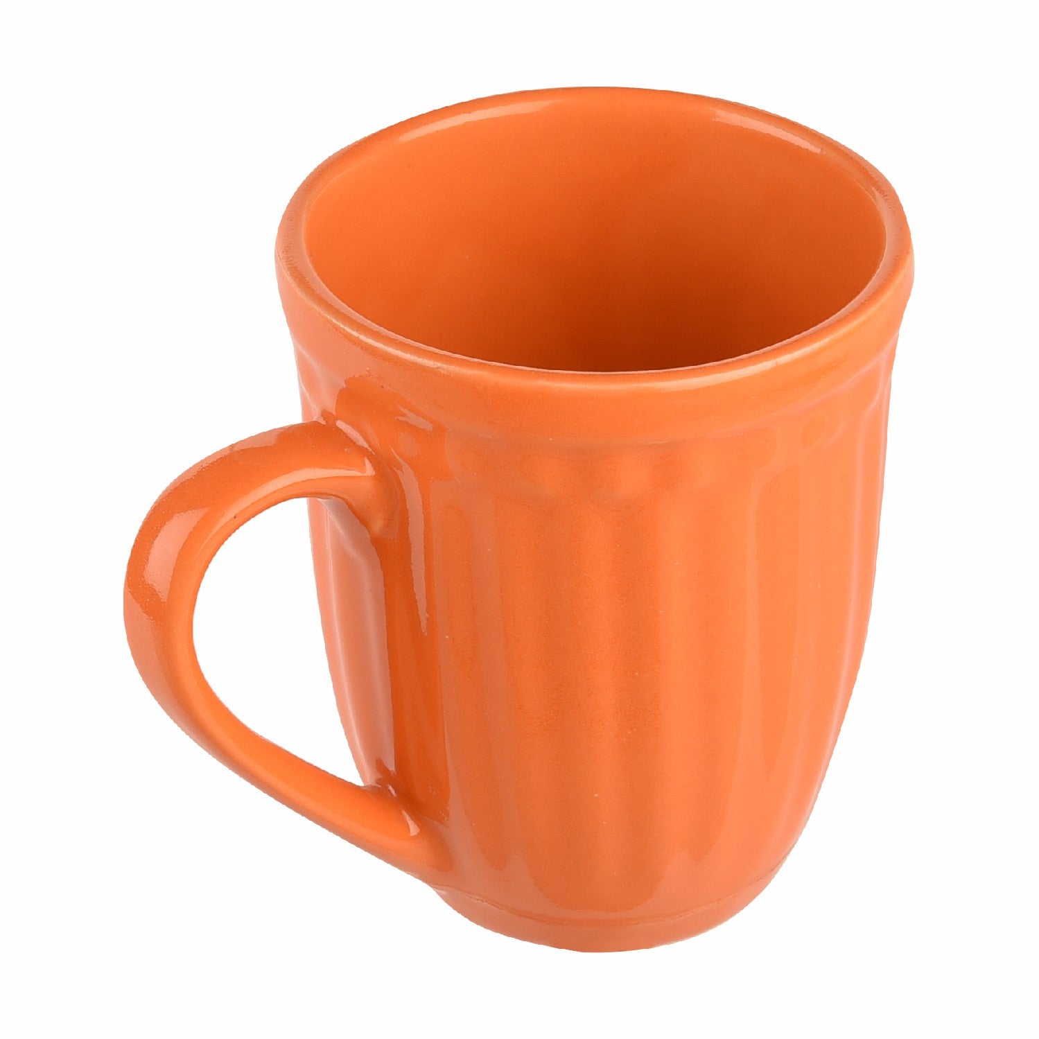 Orange Ribbed Coffee Mug