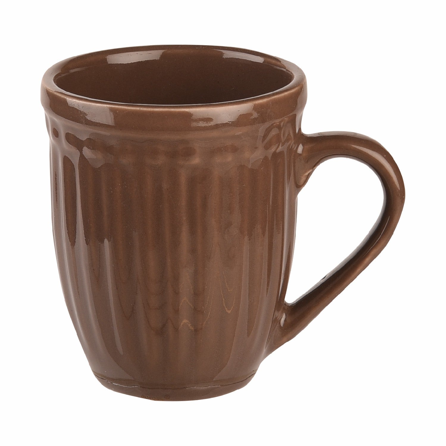 Brown Ribbed Coffee Mug