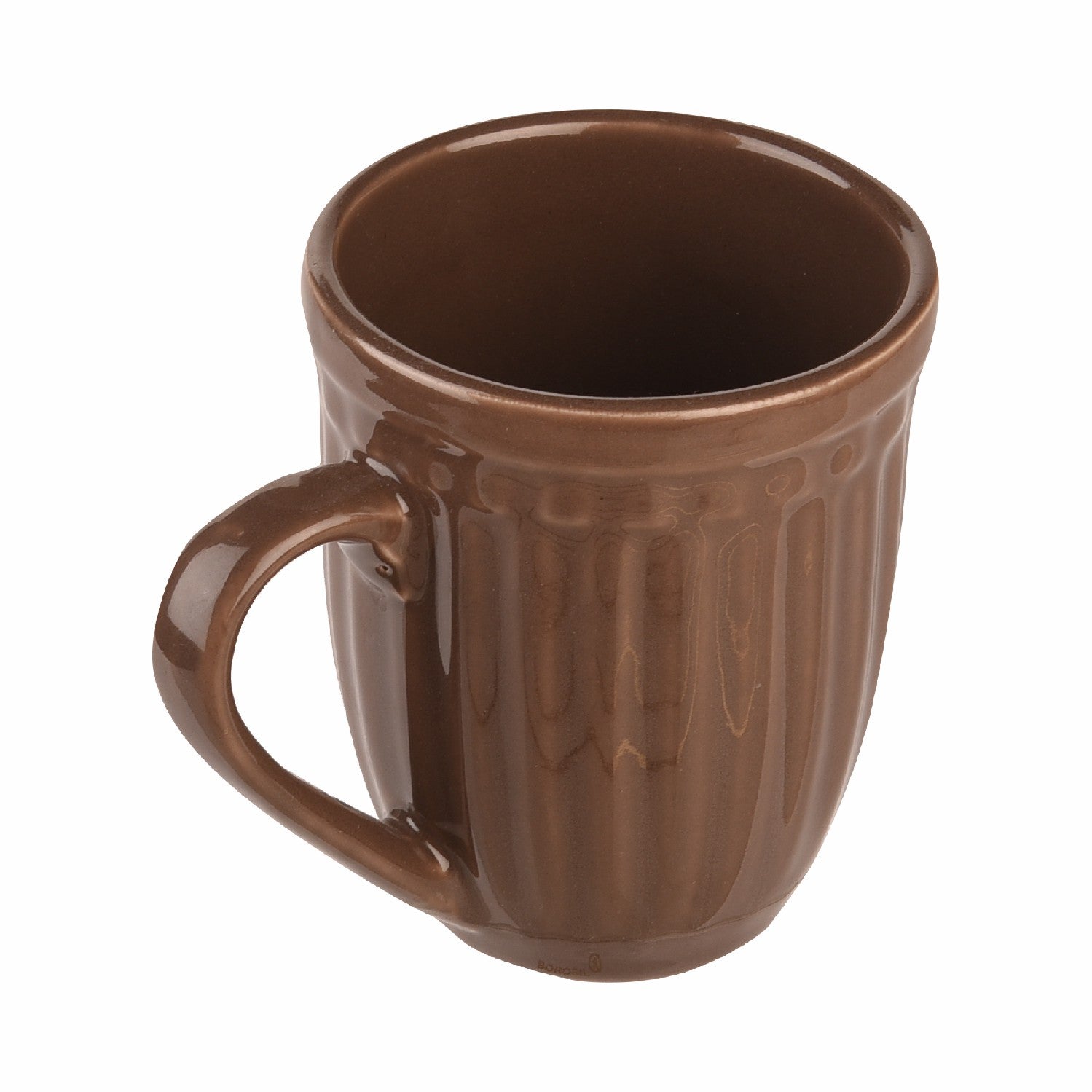 Brown Ribbed Coffee Mug