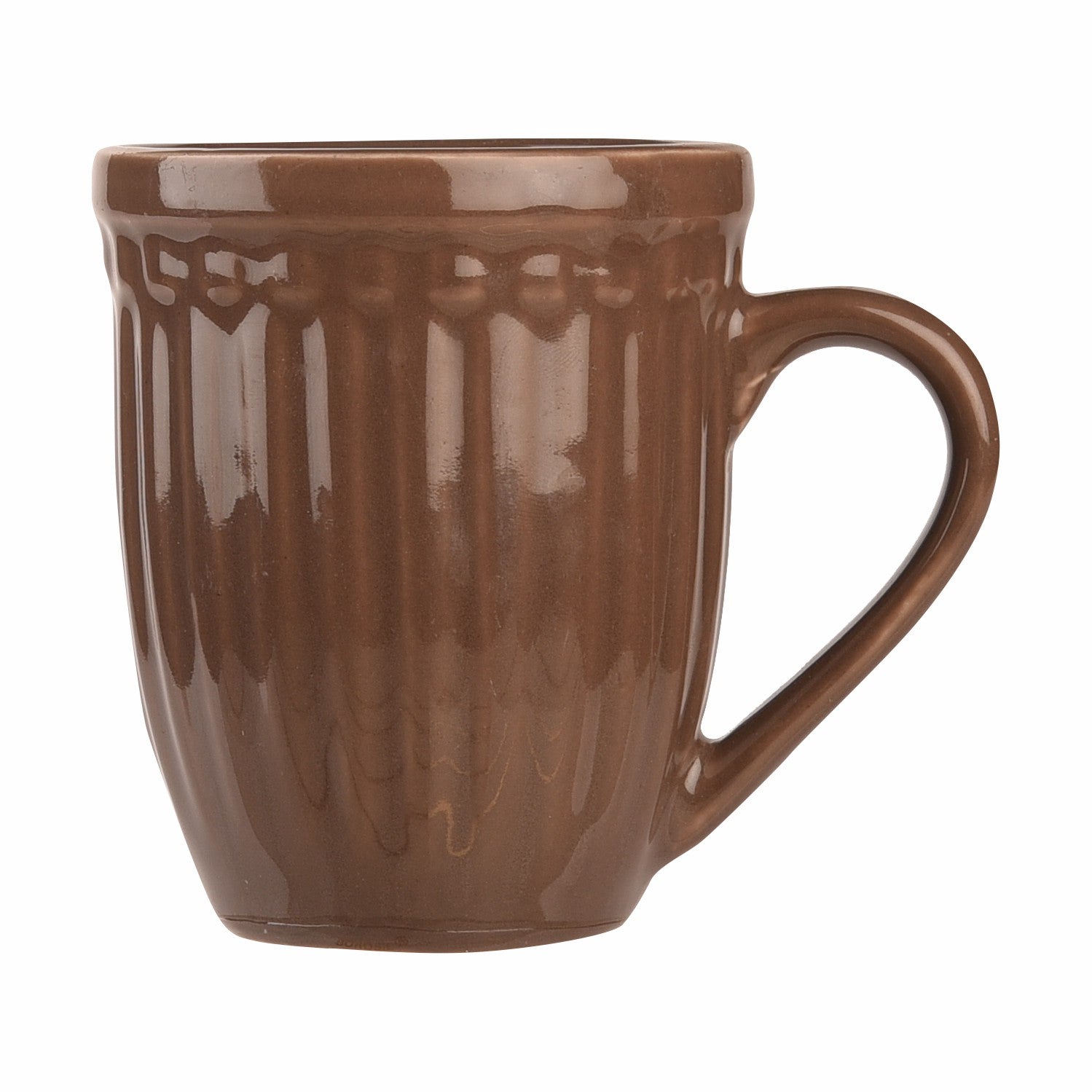 Brown Ribbed Coffee Mug